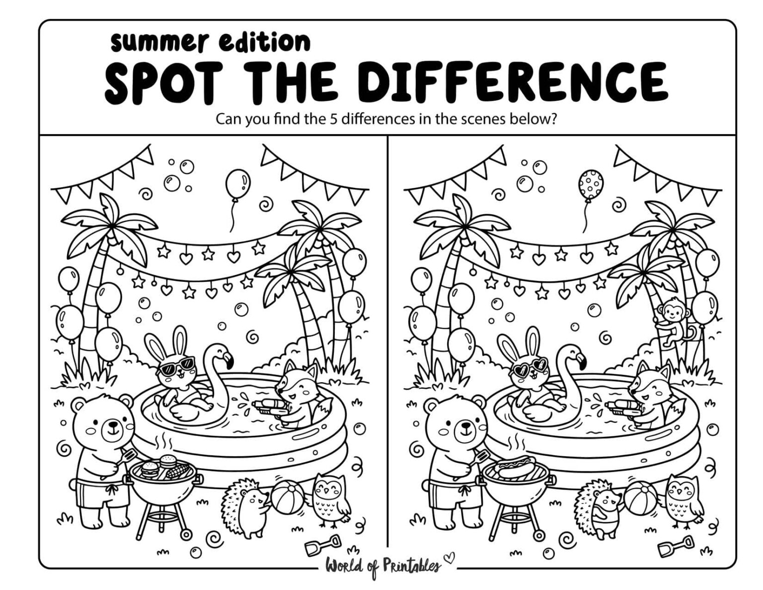 Spot The Difference Summer Games - World of Printables