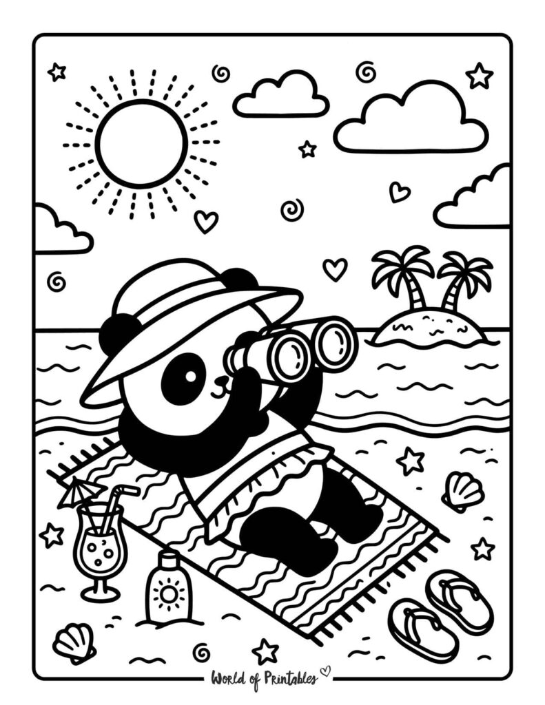 Relaxing At The Beach Coloring Page
