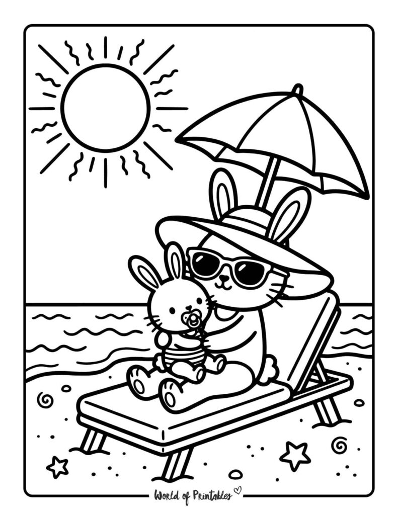 Relaxing On A Beach Chair Coloring Page