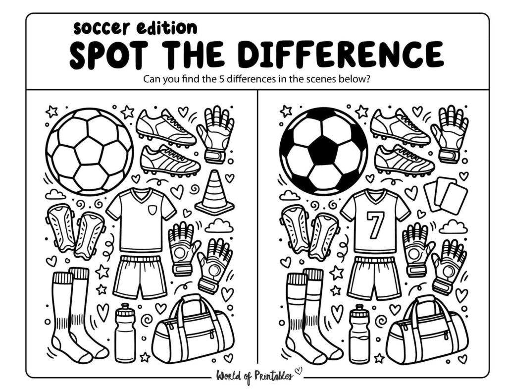 Soccer Equipment Spot the Difference