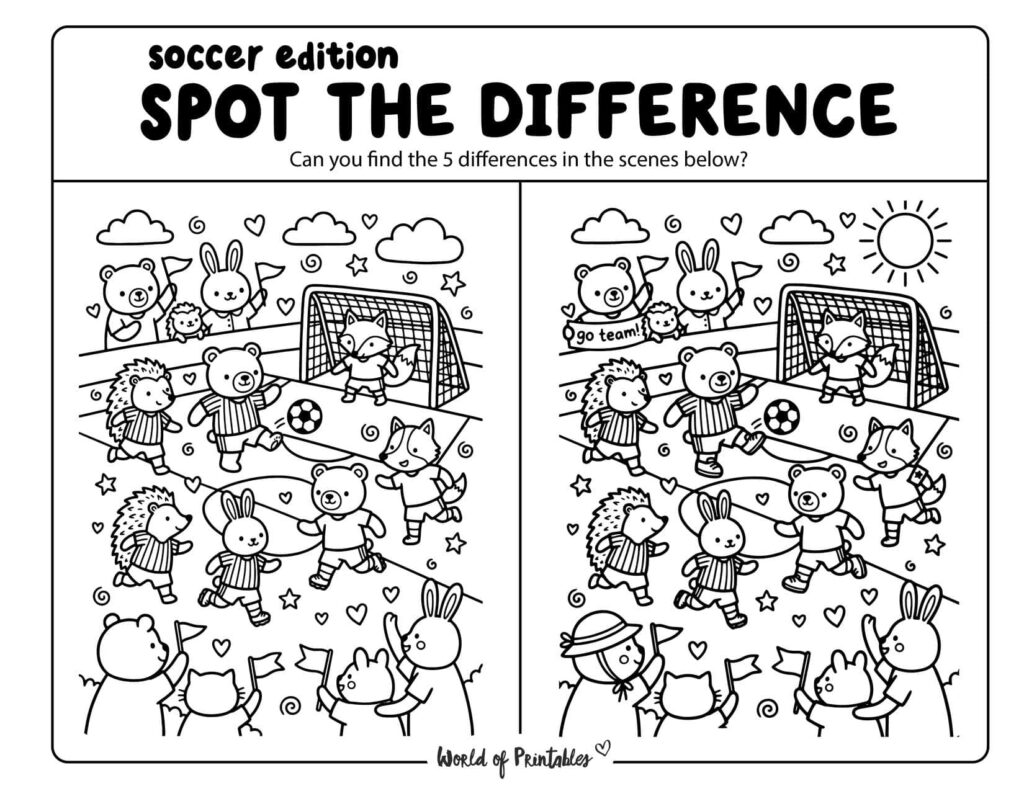 Soccer Match Day Spot the Difference