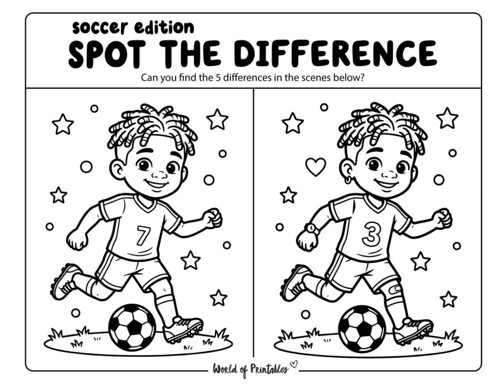 Soccer Player Kicking Ball Spot the Difference