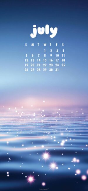 Sparkle Ocean July Calendar Wallpaper