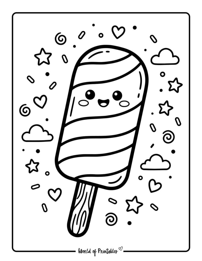 Striped Popsicle Coloring Page