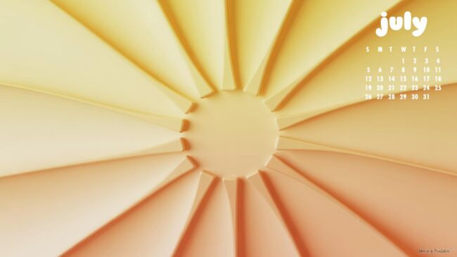 Summer Desktop July Calendar Wallpaper