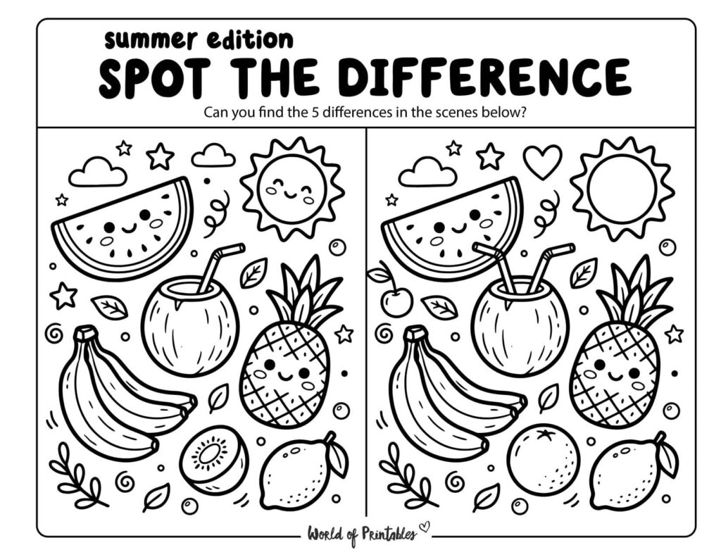 Summer Fruits Spot the Difference