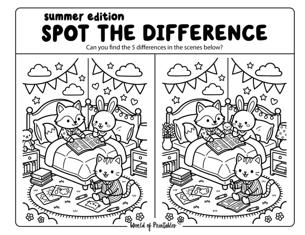 Summer Sleepover Spot the Difference