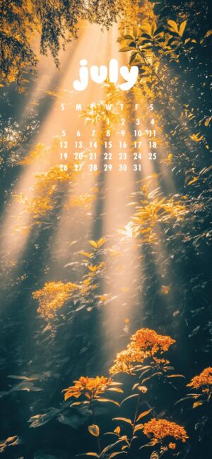 Sunlight Floral July Calendar Wallpaper