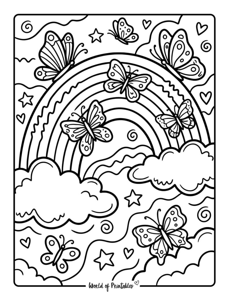Butterfly Rainbow Coloring Page