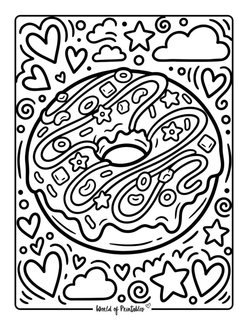 Candy Sprinkle Donut Coloring Page