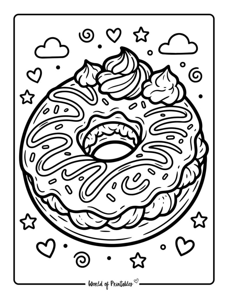 Cream Filled Donut Coloring Page