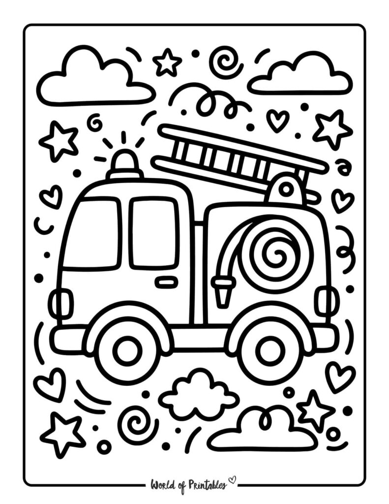 Cute Fire Truck Coloring Page