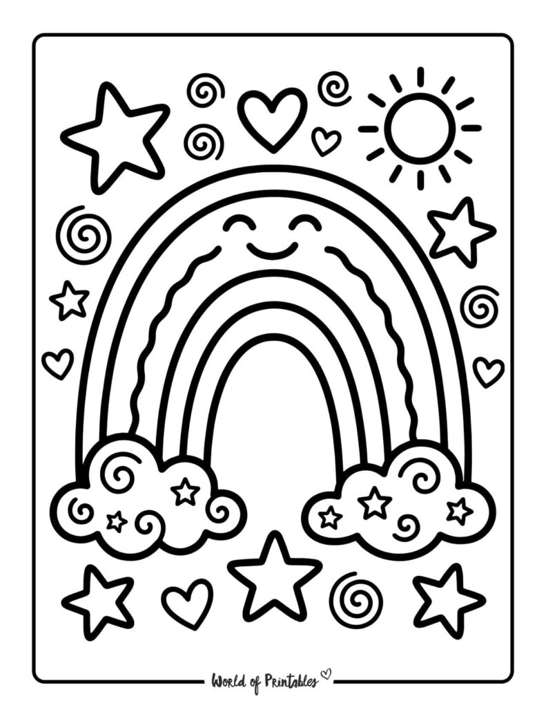 Cute Smiling Rainbow Coloring Page