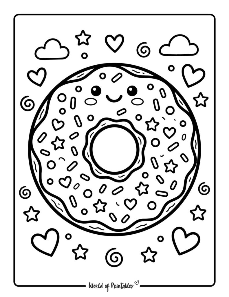 Cute Sprinkle Donut Coloring Page