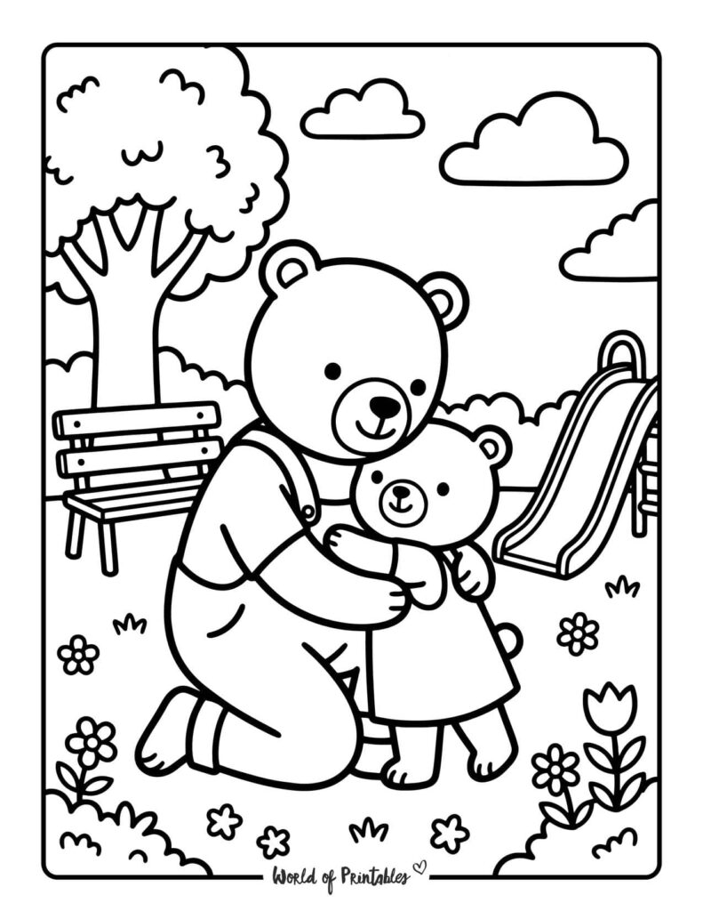 Dad And Child Hugging Coloring Page