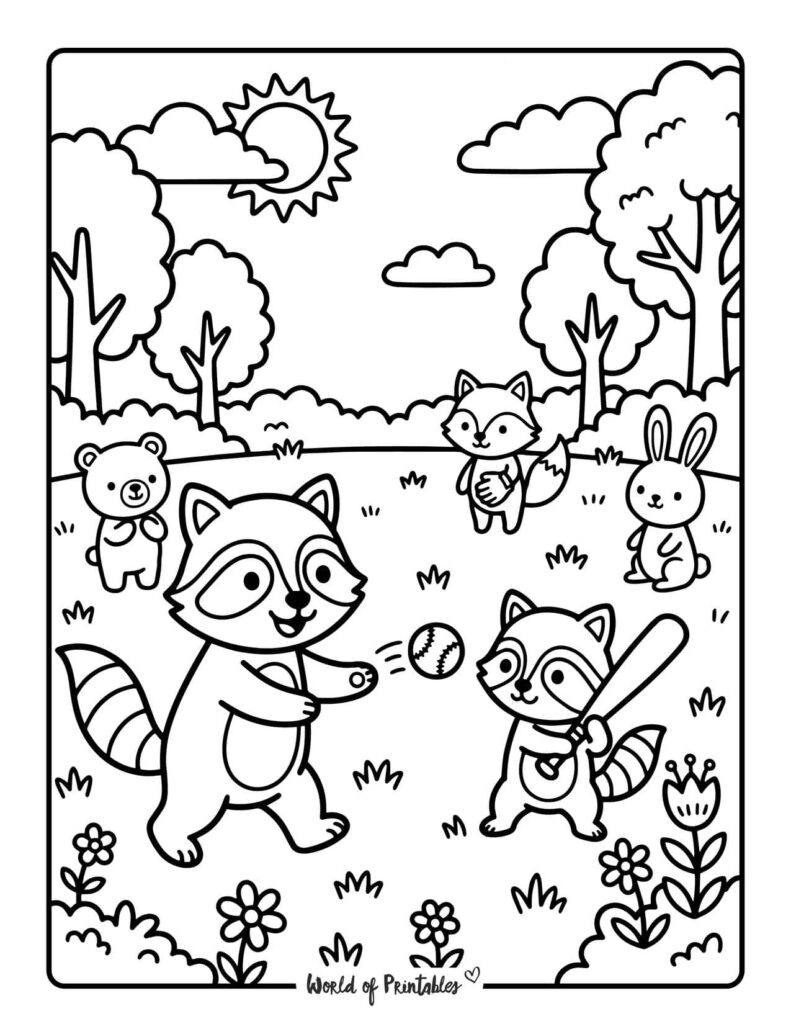 Dad And Child Playing Baseball Coloring Page