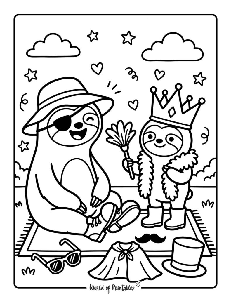 Dad And Daughter Playing Dress Up Coloring Page