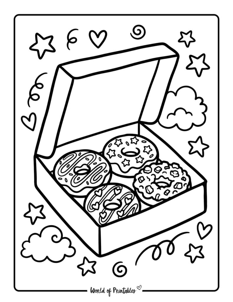 Donut Box Coloring Page