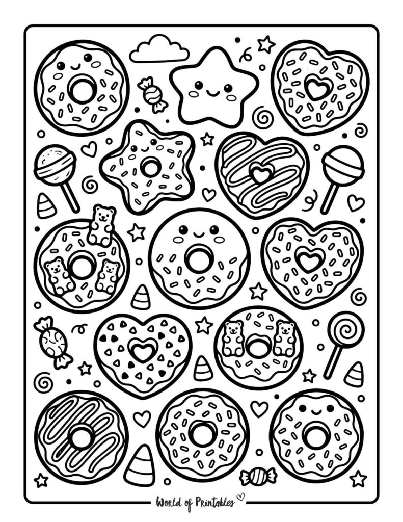 Donut Collection Coloring Page