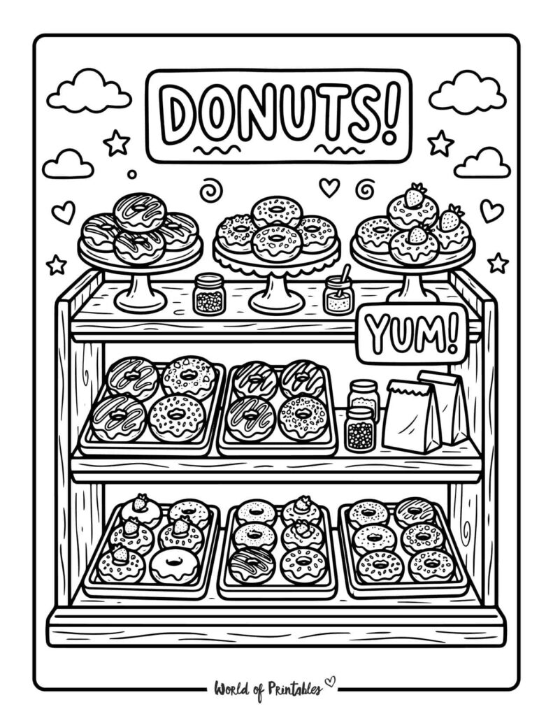 Donut Display Stand Coloring Page