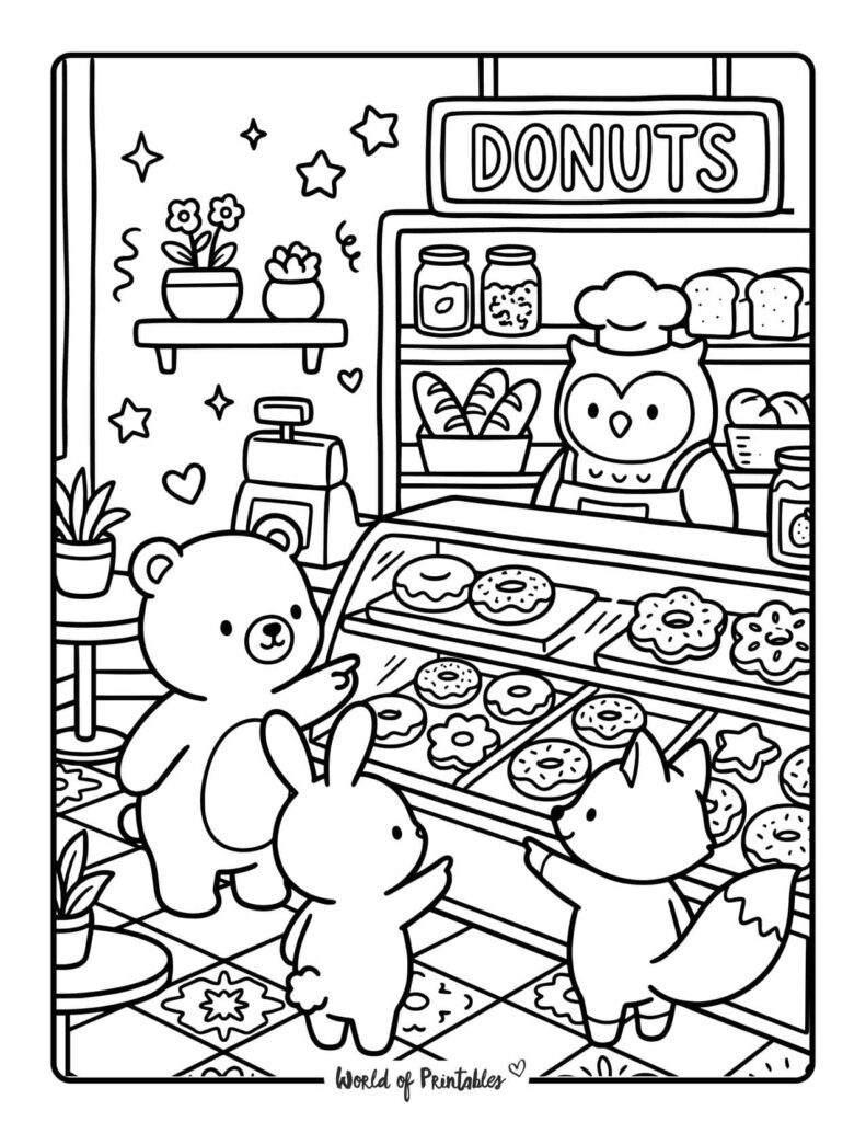 Donut Shop Coloring Page