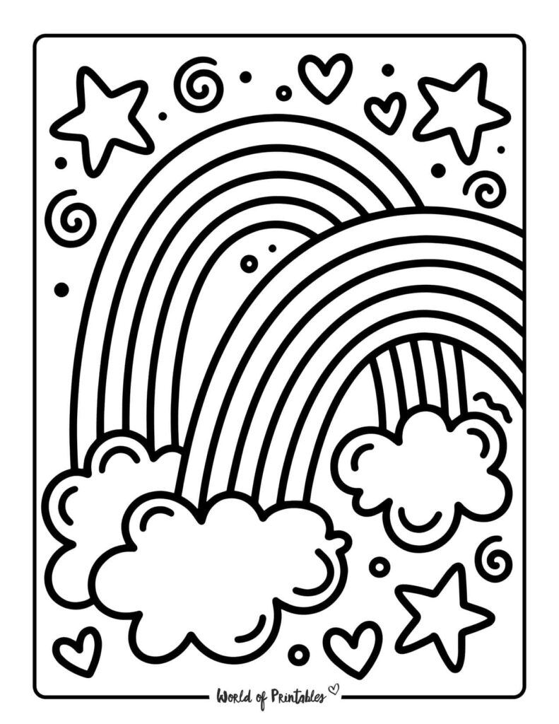 Double Rainbow Coloring Page