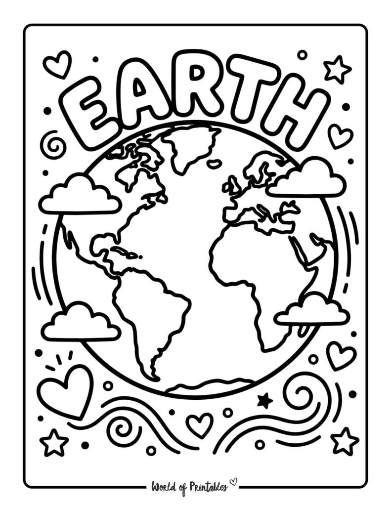 Earth Planet Coloring Page