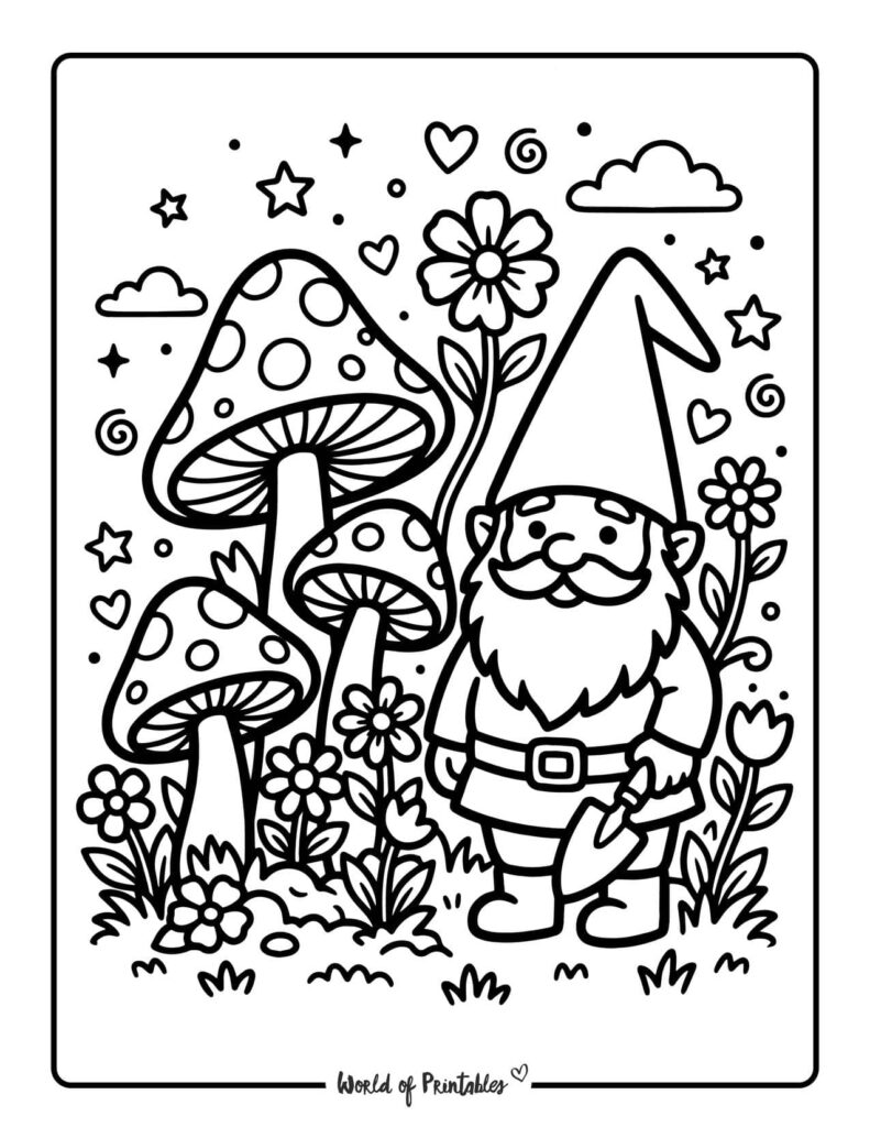 Garden Gnome Coloring Page