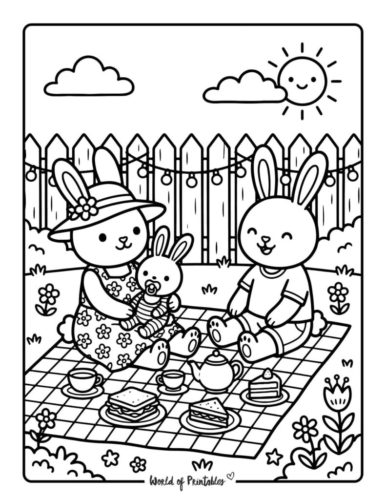 Garden Picnic Coloring Page