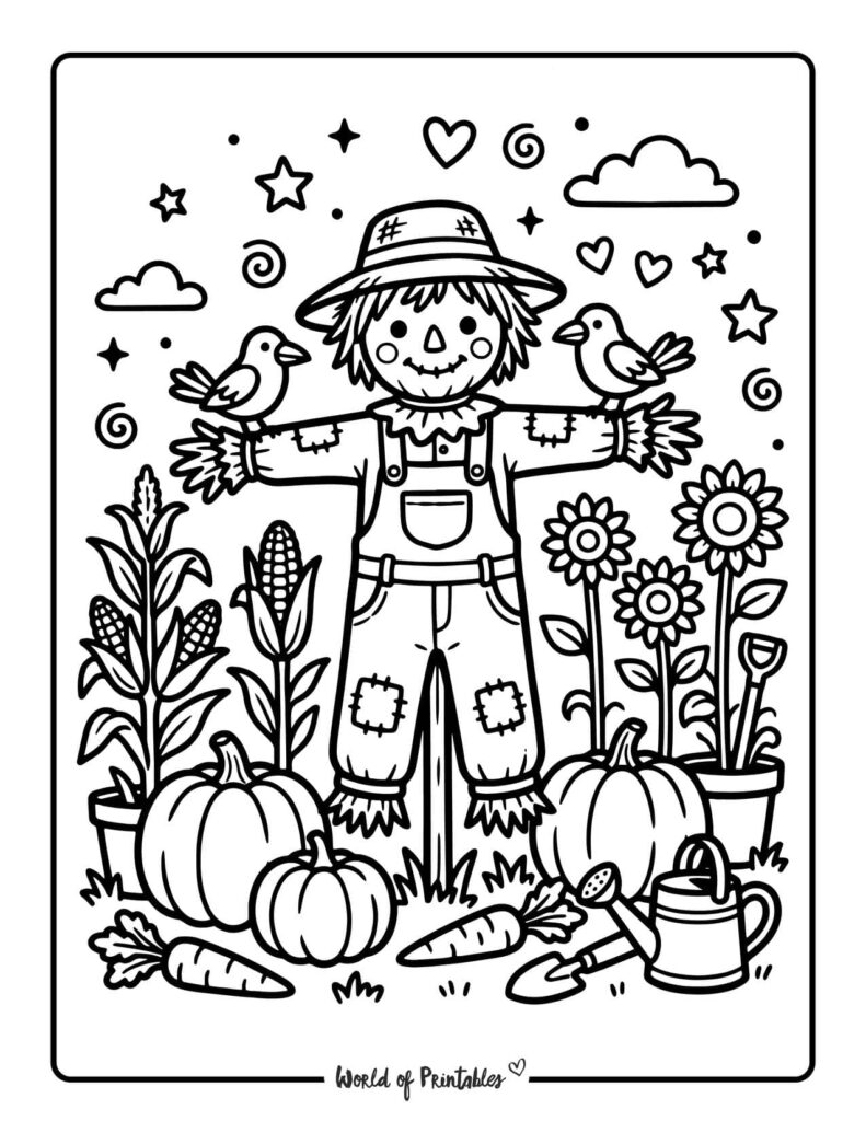 Garden Scarecrow Coloring Page