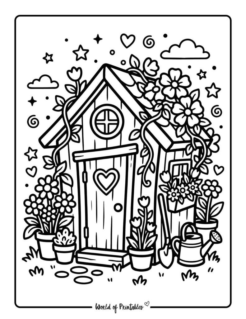 Garden Shed Coloring Page