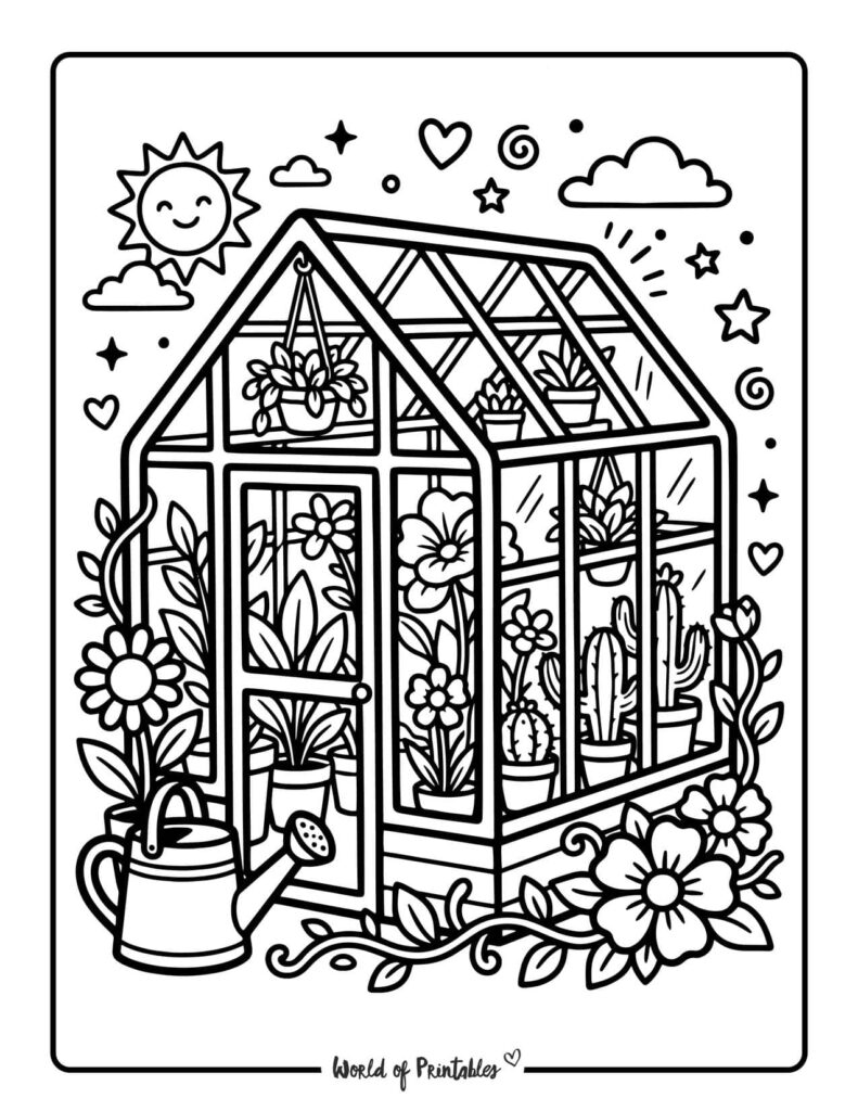 Greenhouse Garden Coloring Page