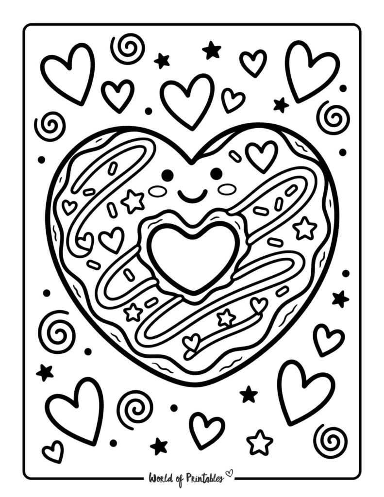 Heart Donut Coloring Page