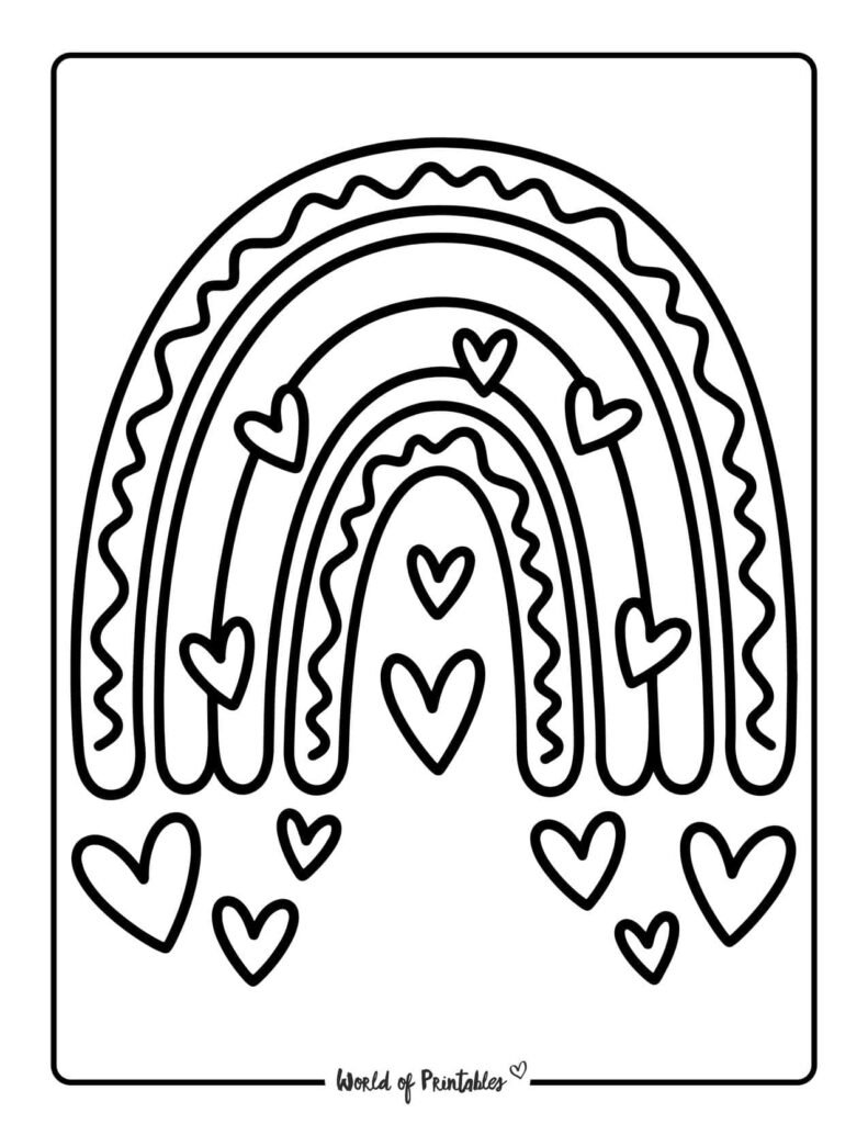 Heart Rainbow Coloring Page