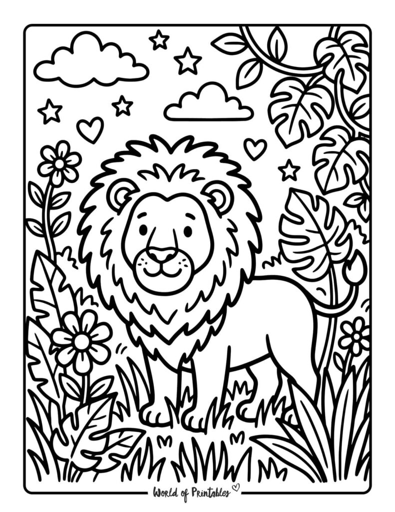 Jungle Lion Coloring Page