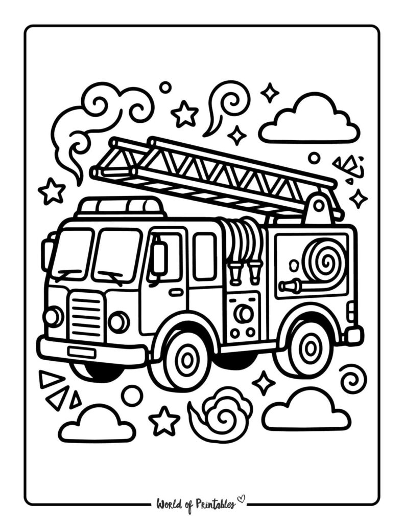 Ladder Fire Truck Coloring Page