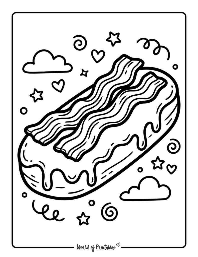 Maple Bacon Donut Coloring Page