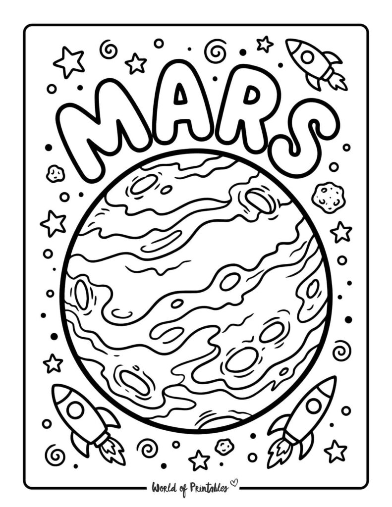 Mars Planet Coloring Page
