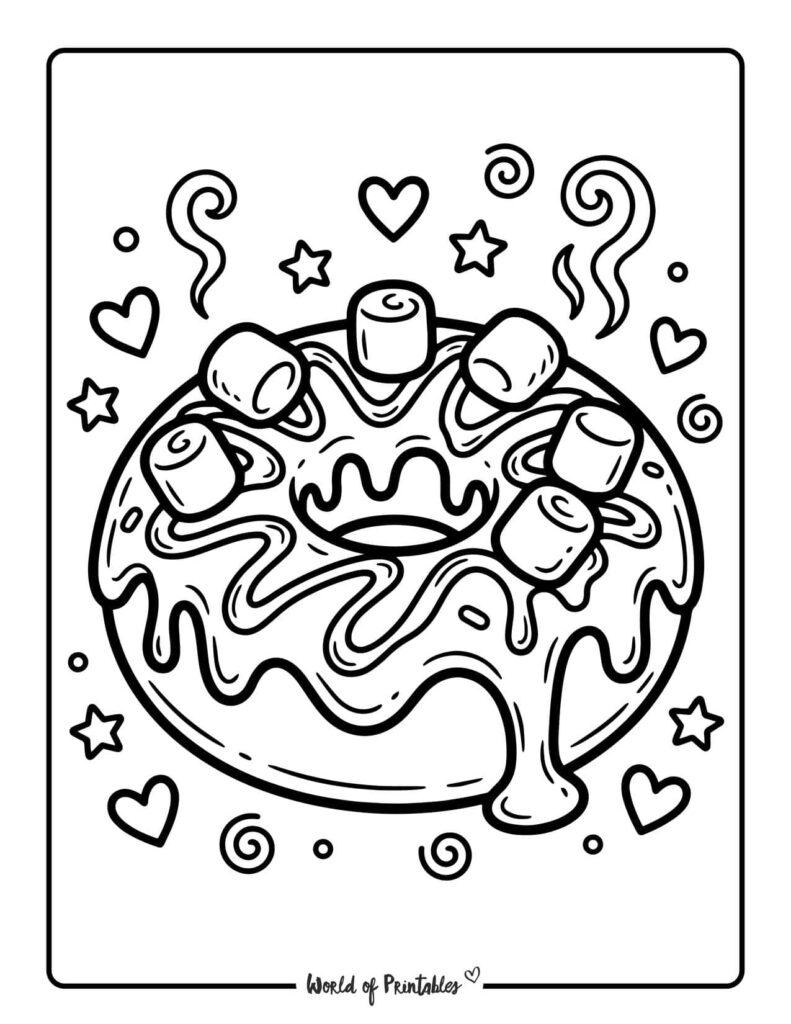 Marshmallow Donut Coloring Page