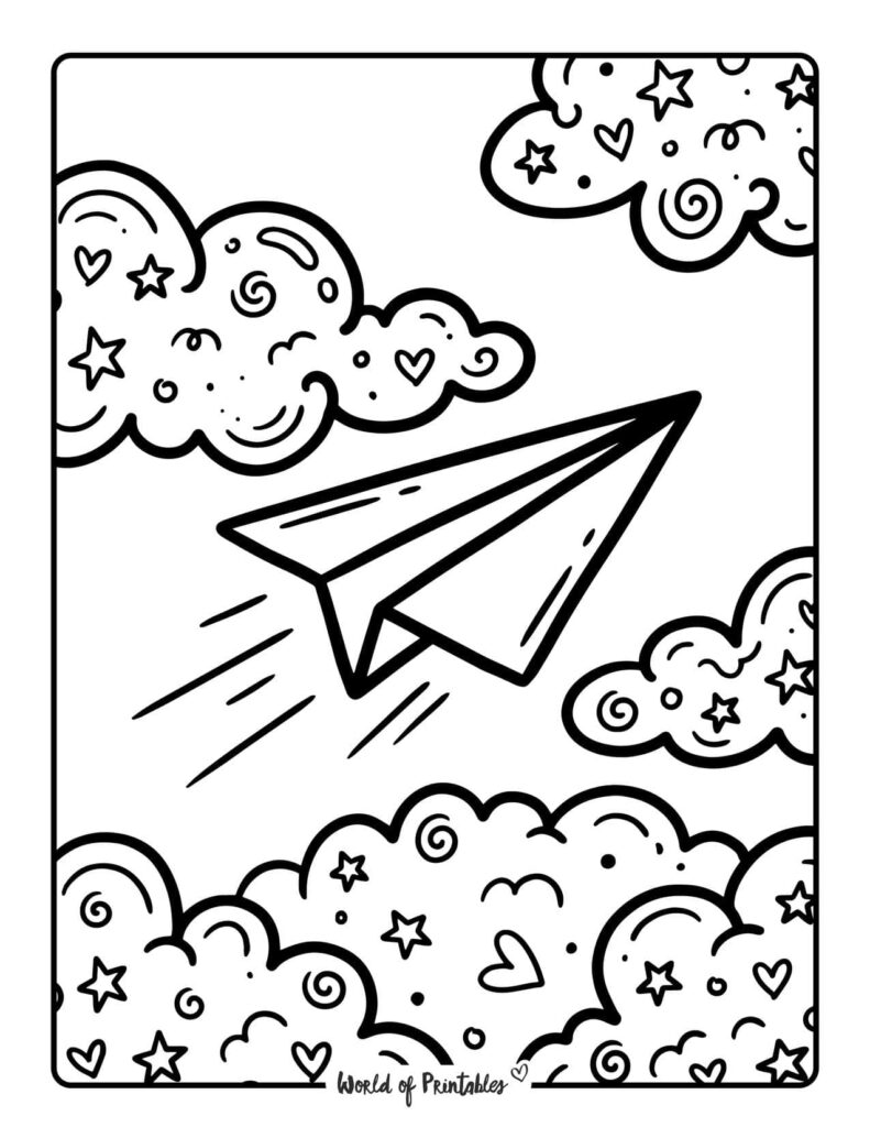 Paper Airplane Coloring Page