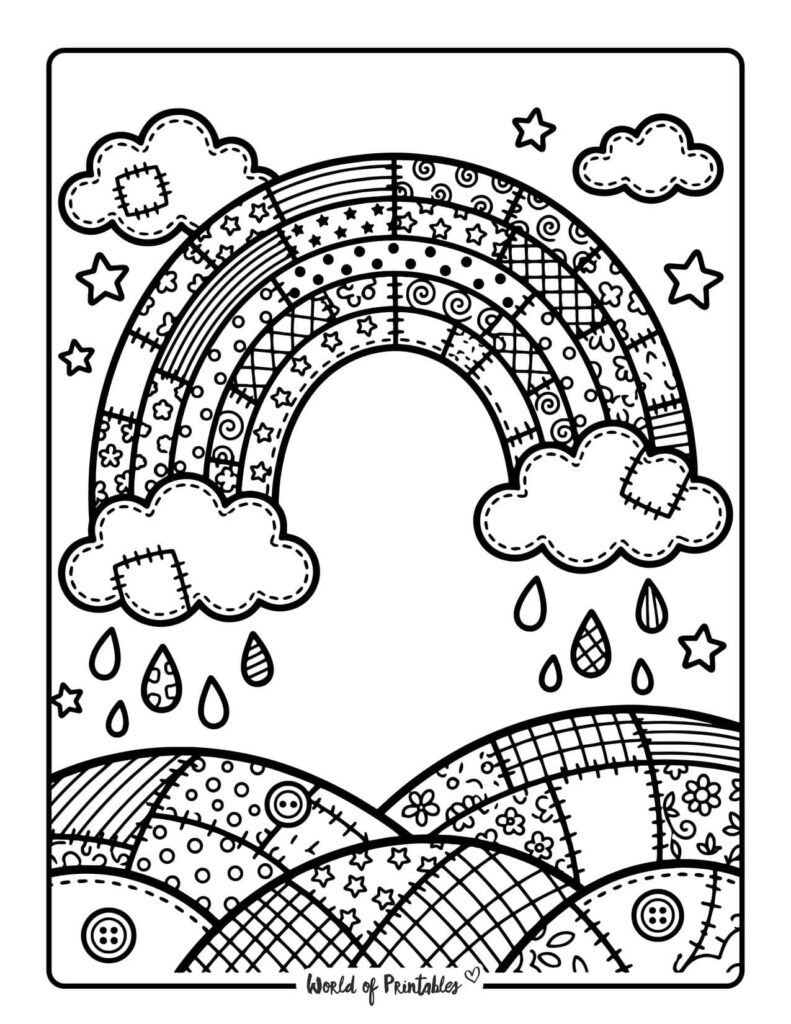 Patchwork Rainbow Coloring Page