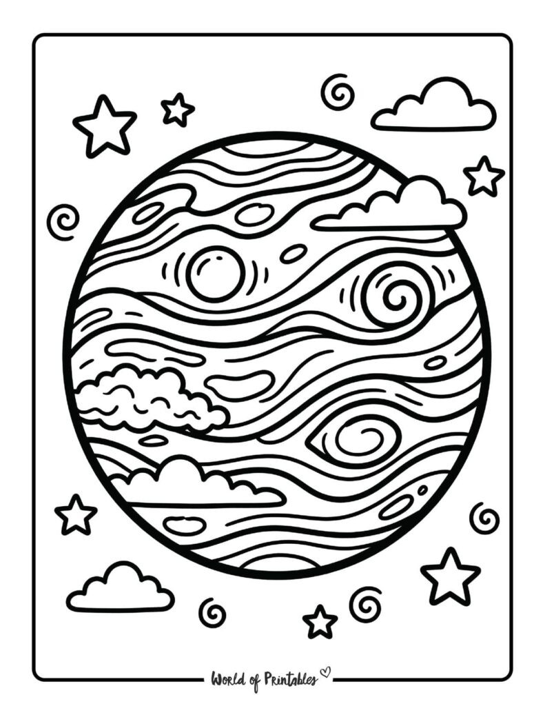 Planet With Swirls Coloring Page