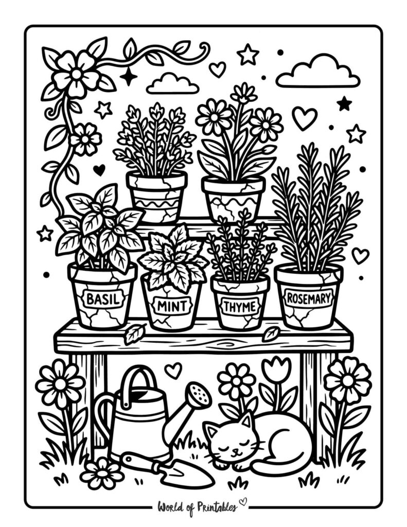 Potted Herb Garden Coloring Page
