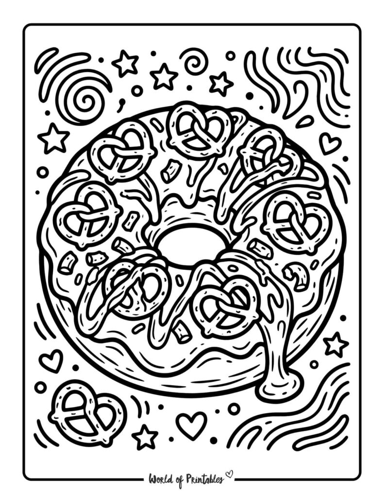 Pretzel Donut Coloring Page