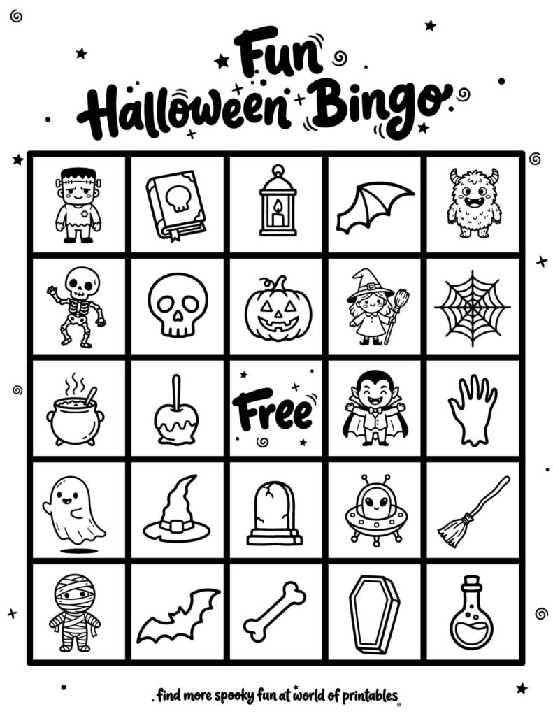 Printable Halloween Bingo Card Game