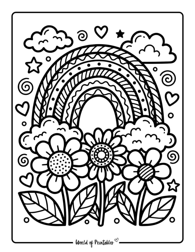 Rainbow Flower Garden Coloring Page