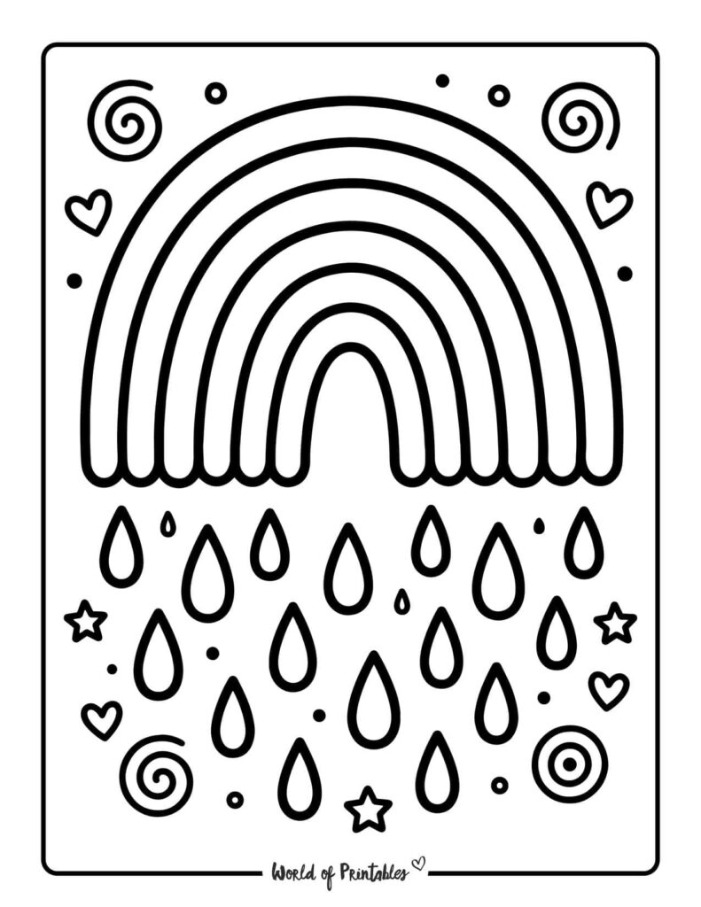 Rainbow Rain Coloring Page