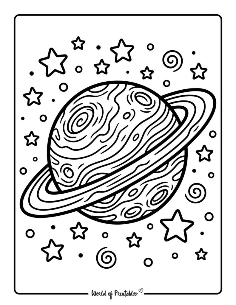 Saturn Planet Coloring Page
