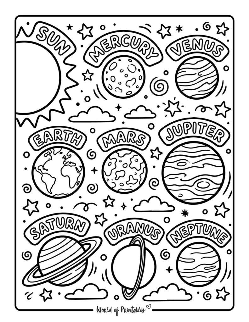 Solar System Planets Coloring Page
