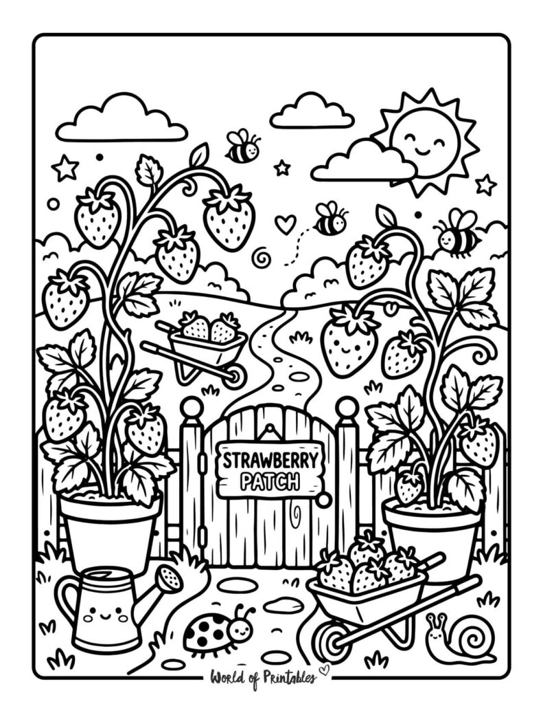 Strawberry Patch Coloring Page